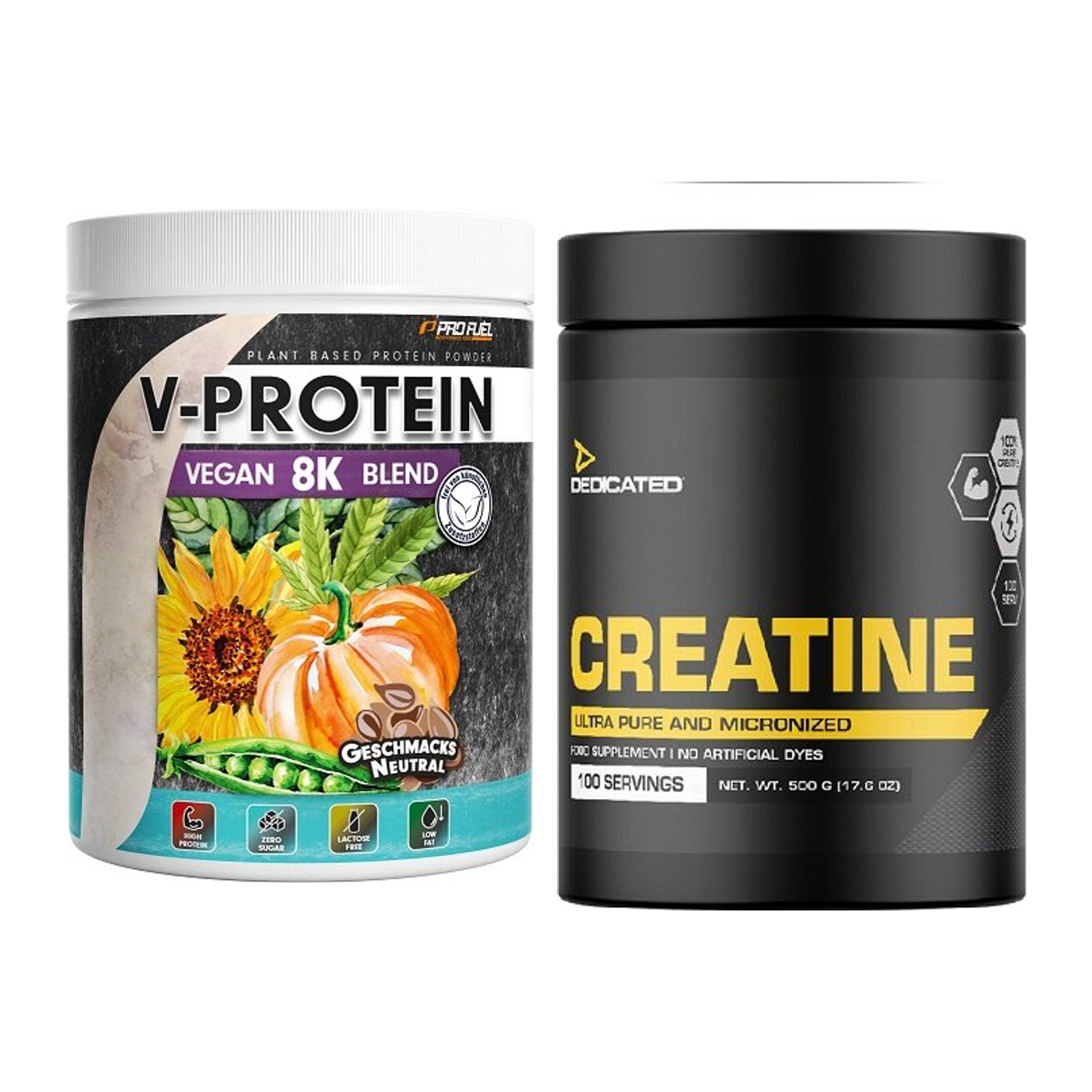 Muskelaufbau-Set: ProFuel V-Protein Vegan + Dedicated Creatine – alle enthaltenen Artikel