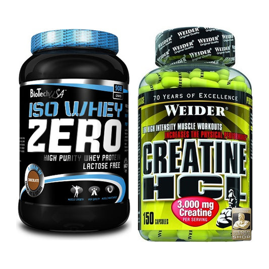 Muskelaufbau-Set: BioTech Iso Whey Zero + Weider Creatin HCL – alle enthaltenen Artikel
