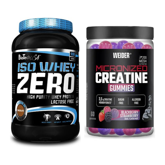 Muskelaufbau-Set: BioTech Iso Whey Zero + Weider Micronized – alle enthaltenen Artikel
