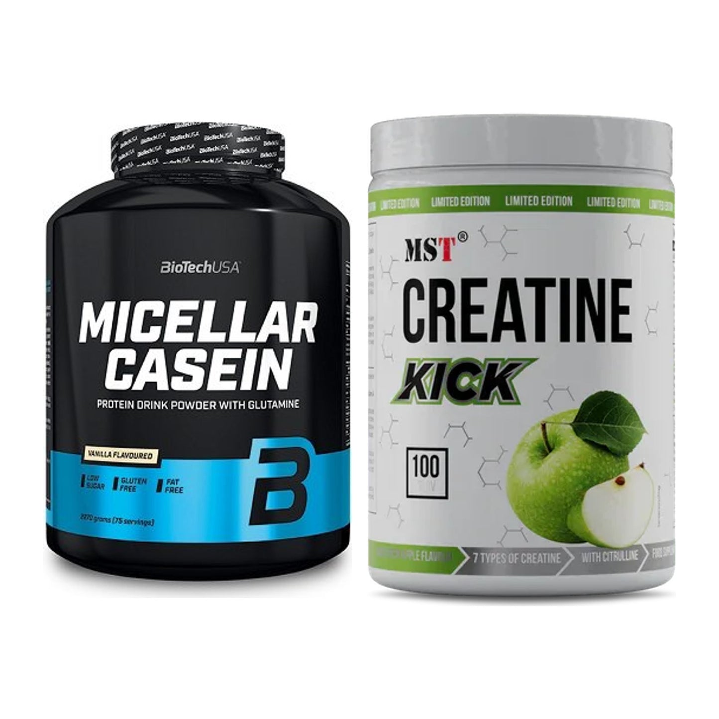 Muskelaufbau-Set: BioTech Micellar Casein + MST Creatine Kick – alle enthaltenen Artikel