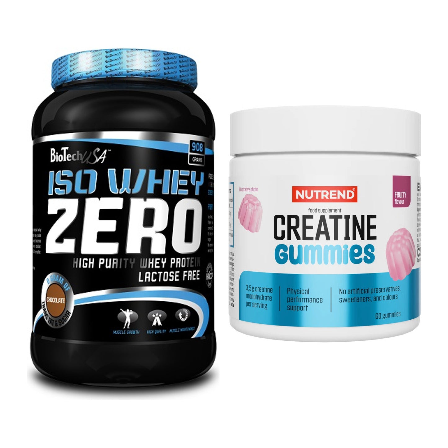 Muskelaufbau-Set: BioTech Iso Whey Zero + Nutrend Creatine Gummies – alle enthaltenen Artikel