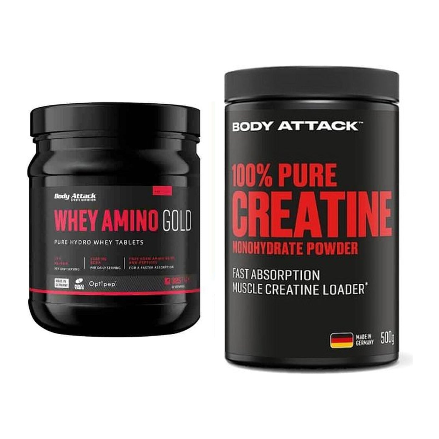 Muskelaufbau-Set: Body Attack Whey Amino + Body Attack 100% Pure – alle enthaltenen Artikel
