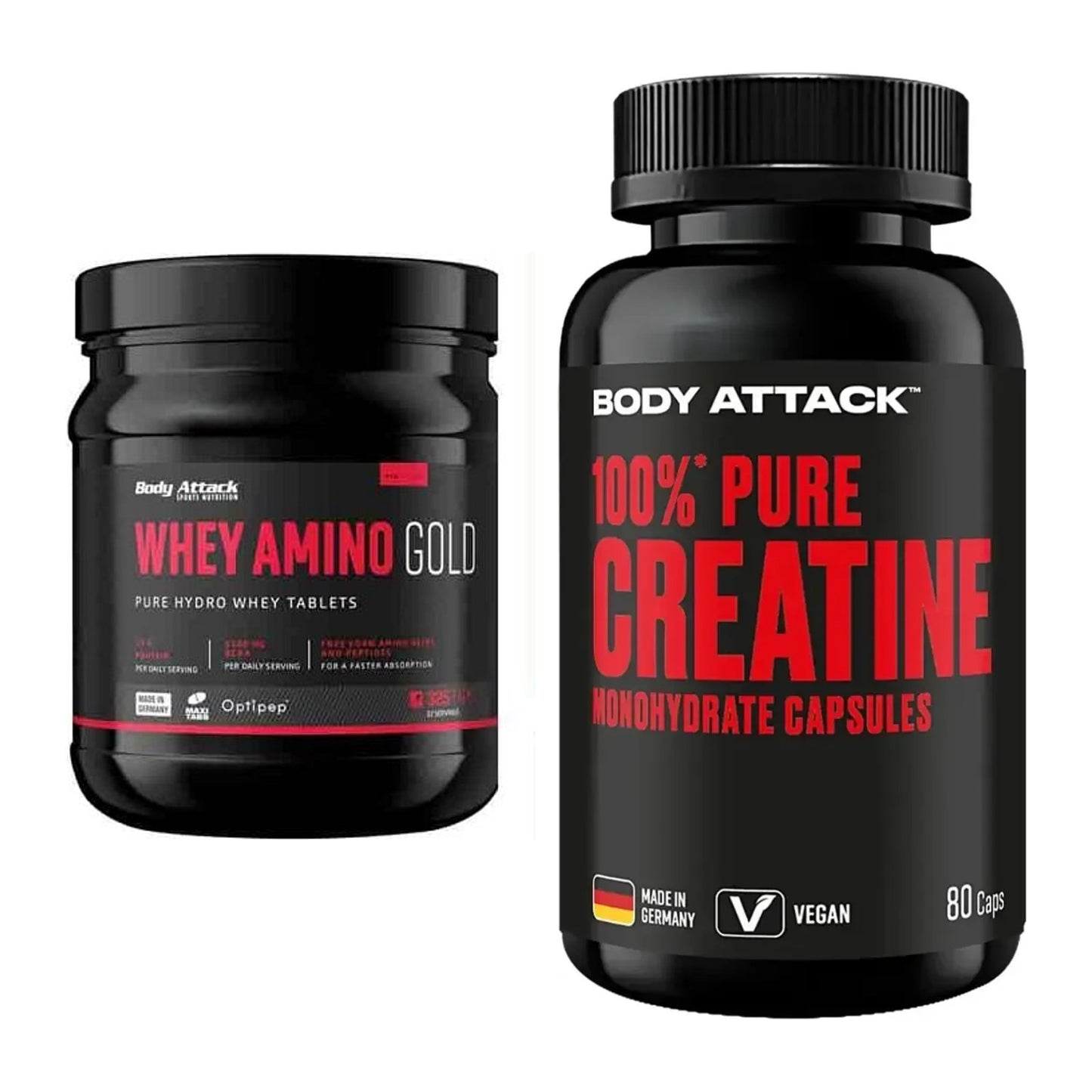 Muskelaufbau-Set: Body Attack Whey Amino + Body Attack 100% Pure – alle enthaltenen Artikel