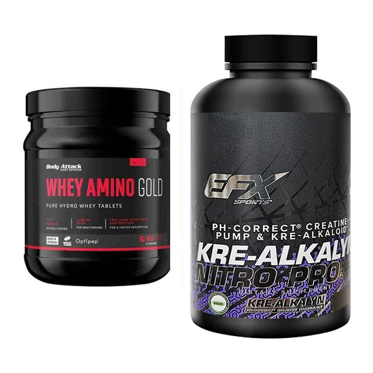 Muskelaufbau-Set: Body Attack Whey Amino + EFX Kre-Alkalyn PRO 120 – alle enthaltenen Artikel