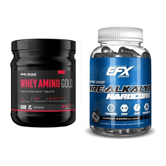 Muskelaufbau-Set: Body Attack Whey Amino + EFX Kre-Alkalyn Hardcore – alle enthaltenen Artikel