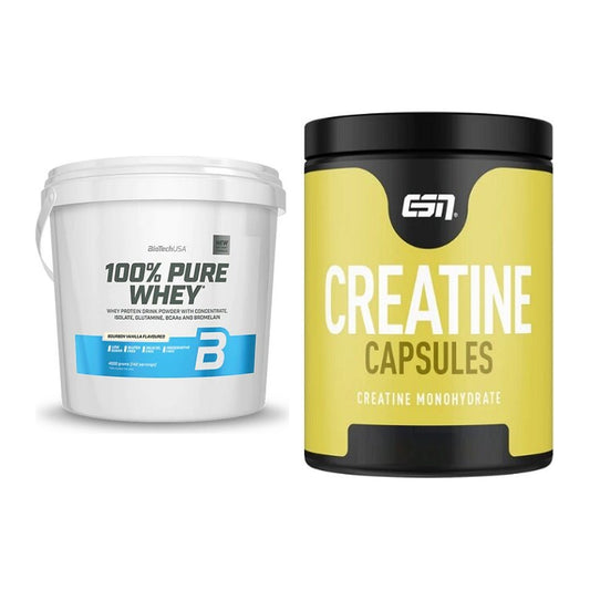Muskelaufbau-Set: BioTech 100% Pure Whey + ESN Ultrapure Creatine – alle enthaltenen Artikel