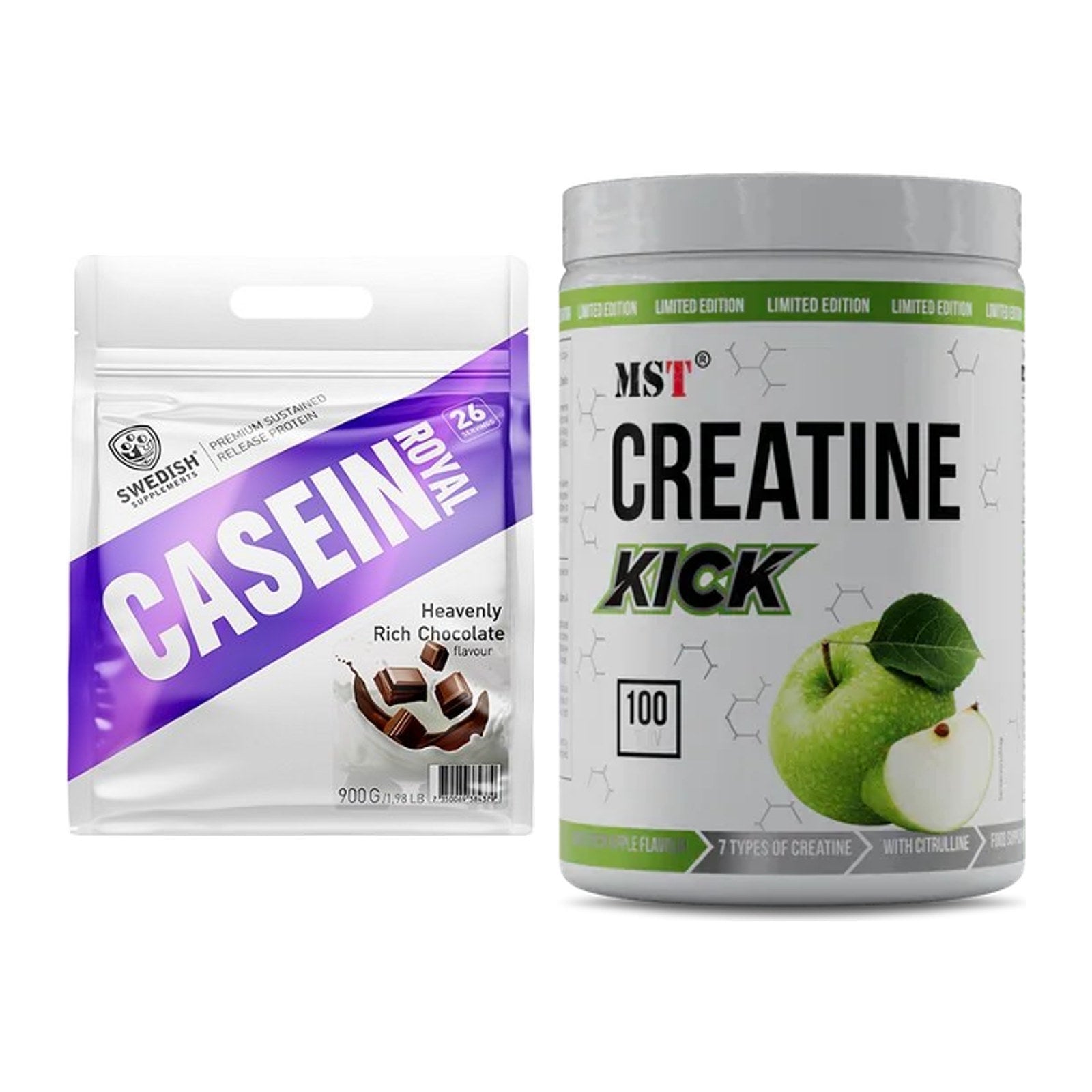 Muskelaufbau-Set: Swedish Supplements Casein Royal + MST Creatine Kick – alle enthaltenen Artikel