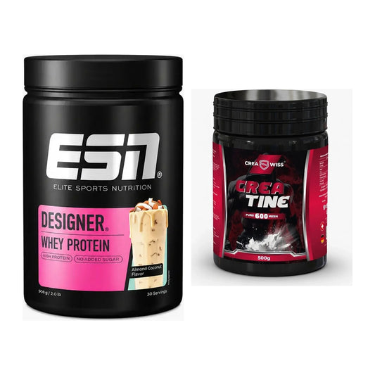 Muskelaufbau-Set: ESN Designer Whey + CREASWISS Creatine 600 Mesh – alle enthaltenen Artikel