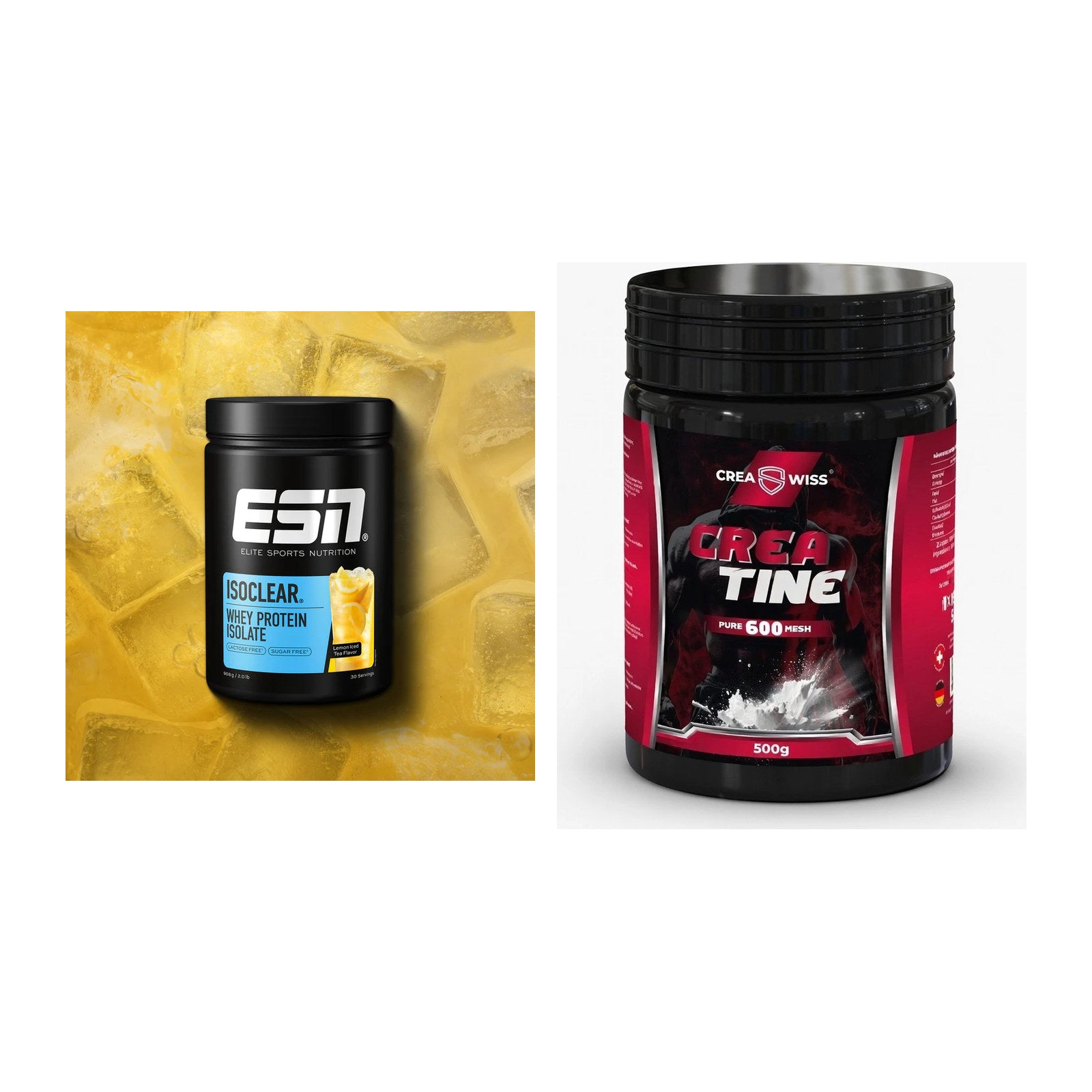 Muskelaufbau-Set: ESN ISOCLEAR Whey + CREASWISS Creatine 600 – alle enthaltenen Artikel