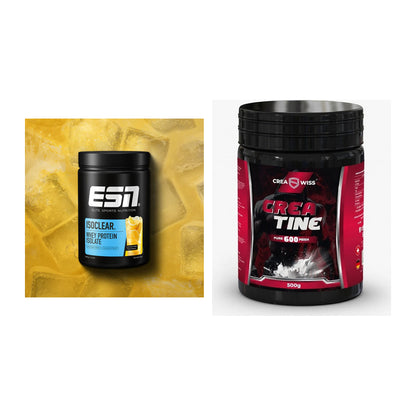 Muskelaufbau-Set: ESN ISOCLEAR Whey + CREASWISS Creatine 600 – alle enthaltenen Artikel