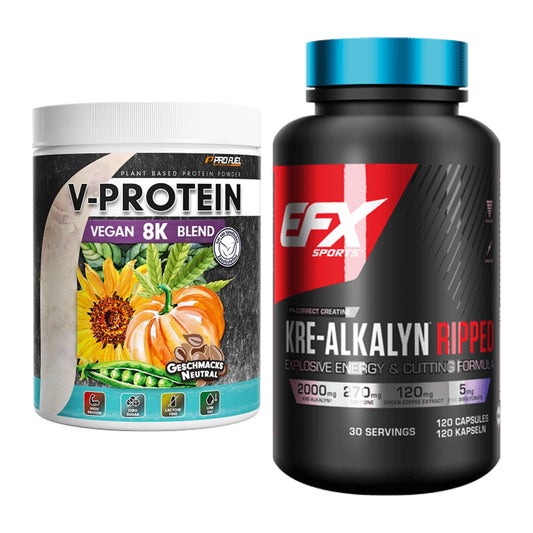 Muskelaufbau-Set: ProFuel V-Protein Vegan + EFX Kre-Alkalyn Ripped – alle enthaltenen Artikel