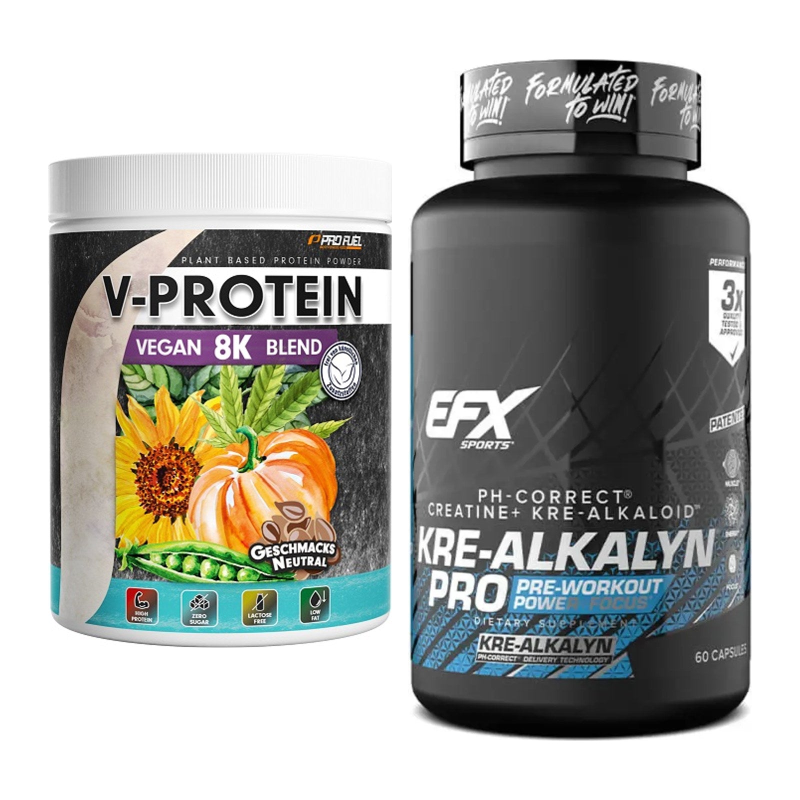 Muskelaufbau-Set: ProFuel V-Protein Vegan + EFX Kre-Alkalyn PRO – alle enthaltenen Artikel