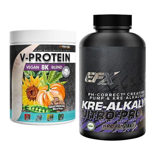 Muskelaufbau-Set: ProFuel V-Protein Vegan + EFX Kre-Alkalyn PRO 120 – alle enthaltenen Artikel
