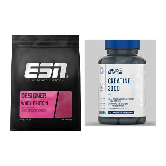 Muskelaufbau-Set: ESN Designer Whey + Applied Nutrition Creatine 3000 – alle enthaltenen Artikel