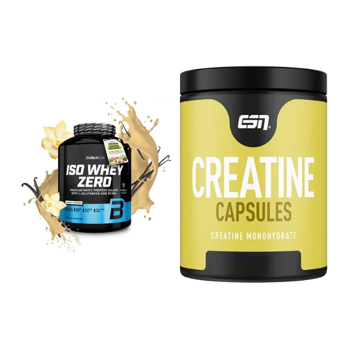 Muskelaufbau-Set: BioTech Iso Whey Zero 1816g + ESN Ultrapure Creatine – alle enthaltenen Artikel