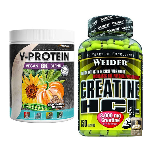 Muskelaufbau-Set: ProFuel V-Protein Vegan + Weider Creatin HCL – alle enthaltenen Artikel