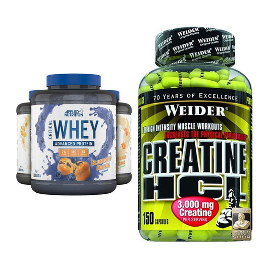 Muskelaufbau-Set: Applied Nutrition Critical Whey + Weider Creatin HCL – alle enthaltenen Artikel