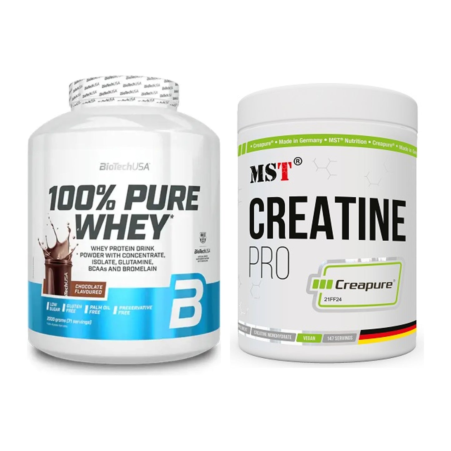 Muskelaufbau-Set: BioTech 100% Pure Whey + MST Creatin Pro CREAPURE – alle enthaltenen Artikel