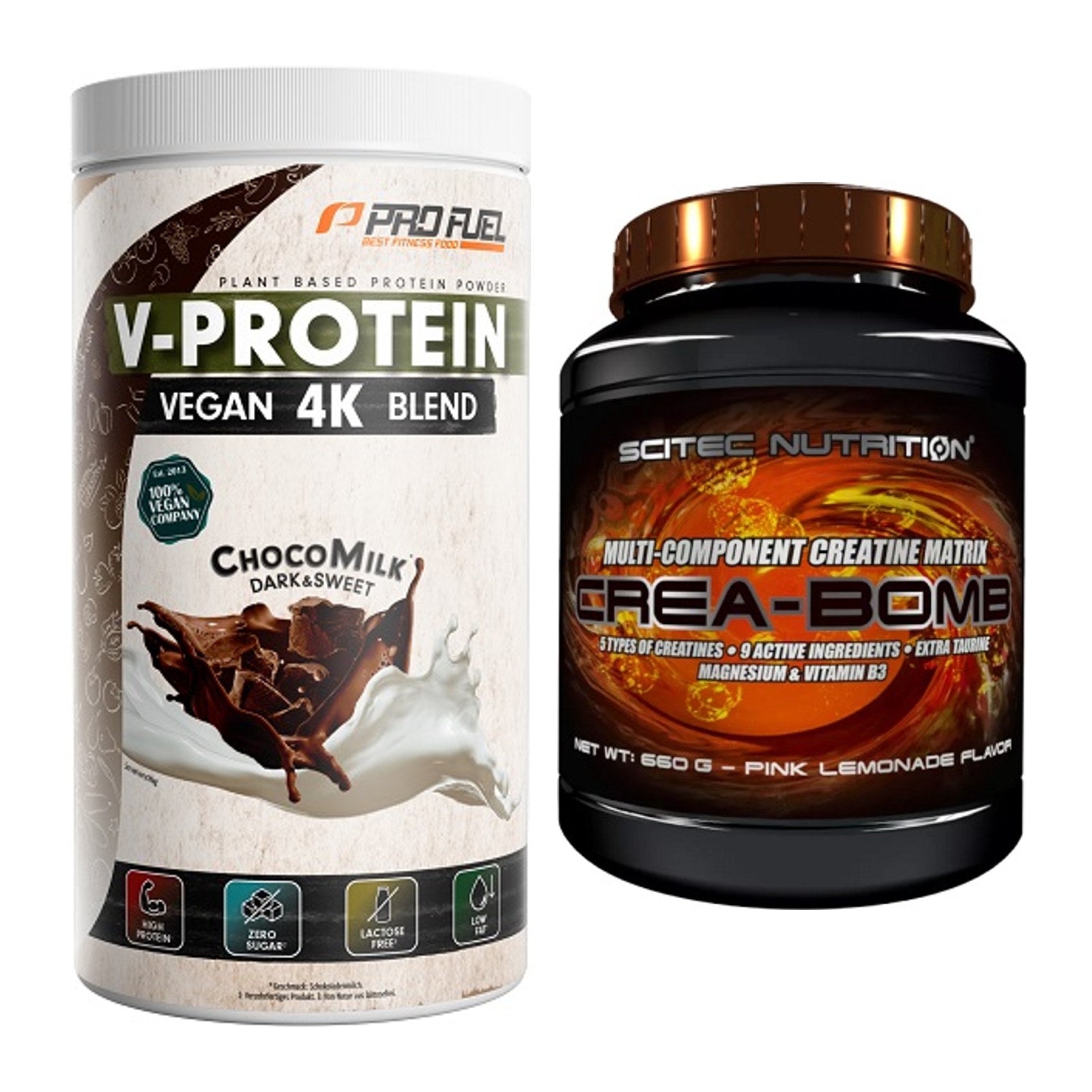 Muskelaufbau-Set: ProFuel V-PROTEIN vegan 4K blend + Scitec Crea-Bomb – alle enthaltenen Artikel