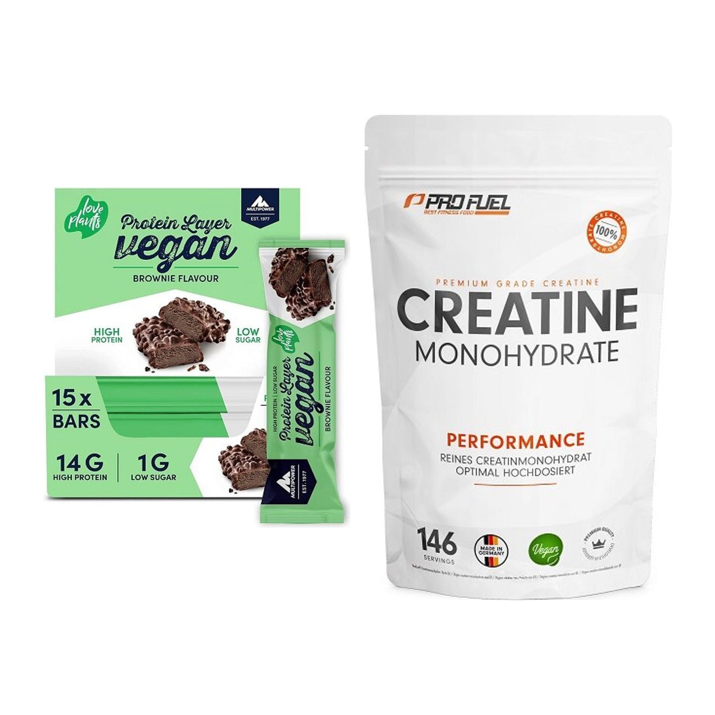 Muskelaufbau-Set: Multipower Vegan Protein + ProFuel Creatine – alle enthaltenen Artikel