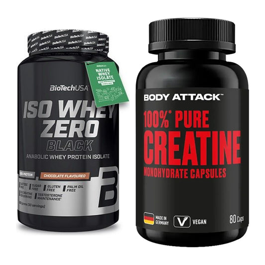 Σετ μυϊκής ανάπτυξης: BioTech Iso Whey Zero + Body Attack 100% Pure - περιλαμβάνονται όλα τα είδη