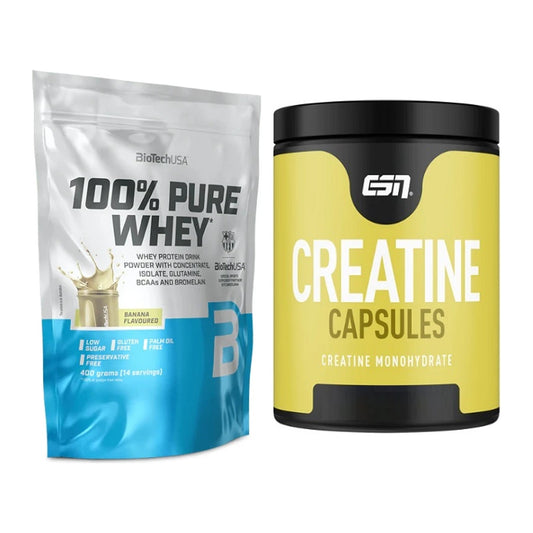 Muskelaufbau-Set: BioTech 100% Pure Whey + ESN Ultrapure Creatine – alle enthaltenen Artikel