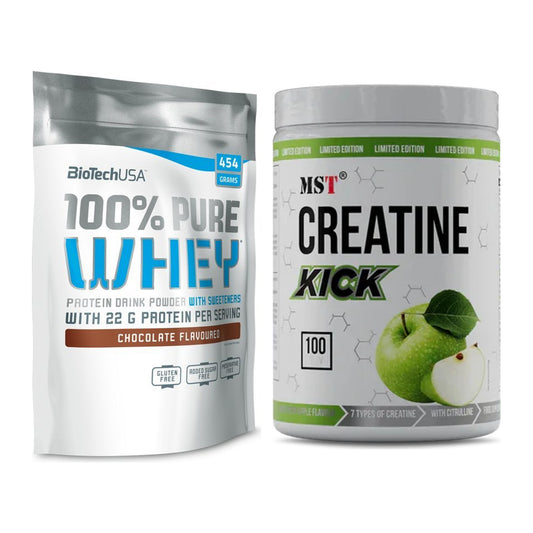 Muskelaufbau-Set: BioTech 100% Pure Whey + MST Creatine Kick – alle enthaltenen Artikel