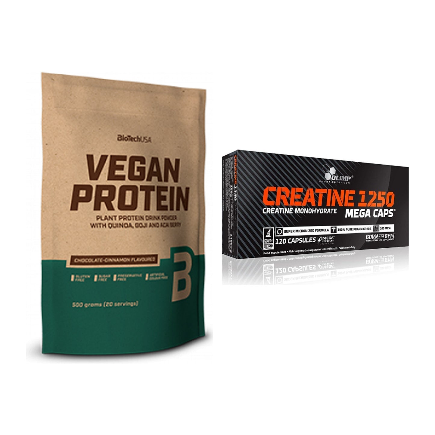 Muskelaufbau-Set: BioTech Vegan Protein + Olimp Creatine Mega Caps – alle enthaltenen Artikel