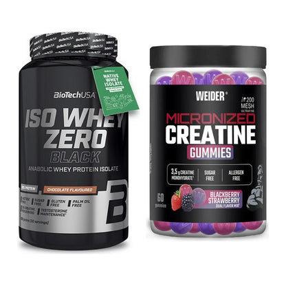 Muskelaufbau-Set: BioTech Iso Whey Zero + Weider Micronized – alle enthaltenen Artikel