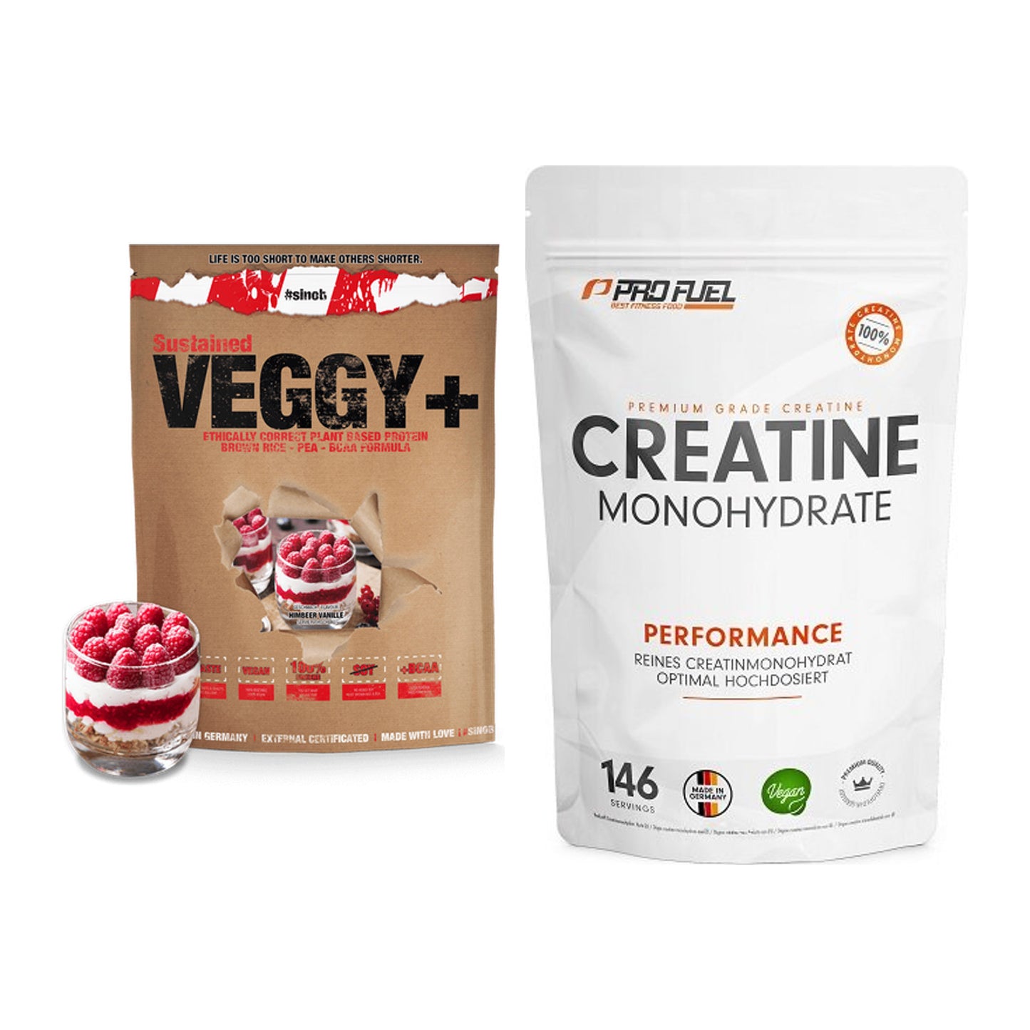 Muskelaufbau-Set: Sinob VEGGY + VEGAN + ProFuel Creatine – alle enthaltenen Artikel