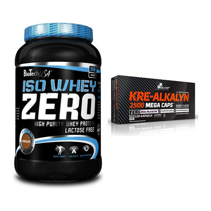 Muskelaufbau-Set: BioTech Iso Whey Zero + Olimp Kre Alkalyn 2500 – alle enthaltenen Artikel