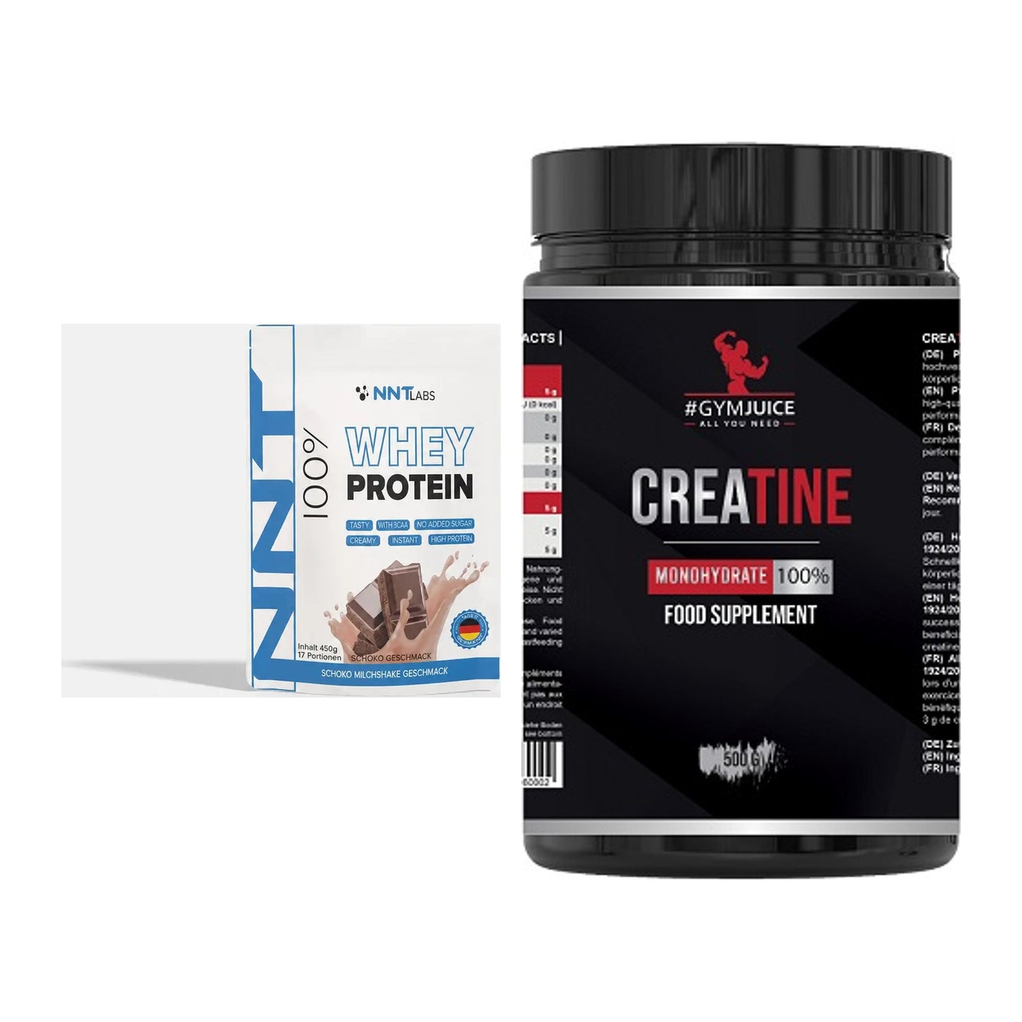 Muskelaufbau-Set: NNT Whey 450g (Erdbeer) + #GYMJUICE Creatine – alle enthaltenen Artikel