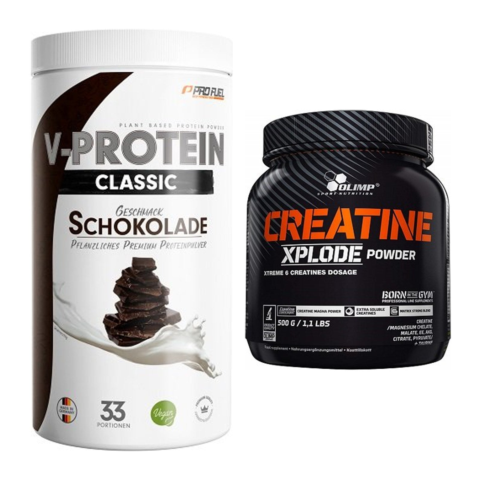 Muskelaufbau-Set: ProFuel VEGAN PROTEIN + Olimp Creatine Xplode – alle enthaltenen Artikel