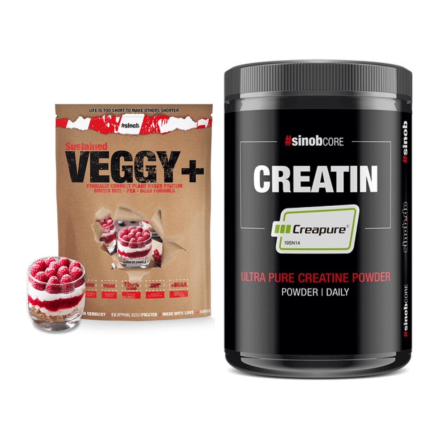 Muskelaufbau-Set: Sinob VEGGY + VEGAN PROTEIN + Sinob Creatin CREAPURE – alle enthaltenen Artikel