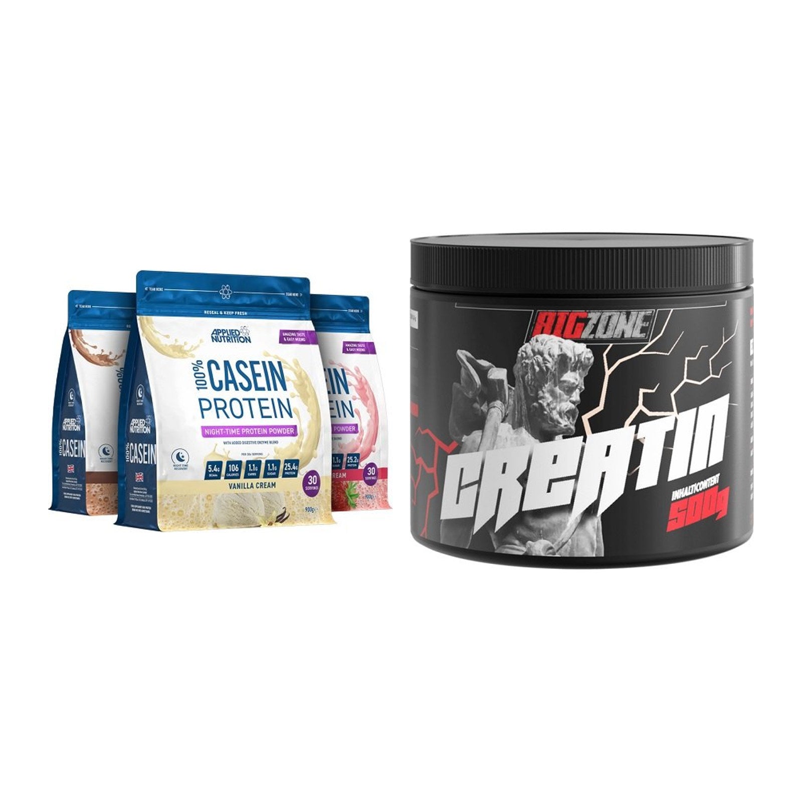 Muskelaufbau-Set: Applied Nutrition 100% Casein + Big Zone Creatin – alle enthaltenen Artikel
