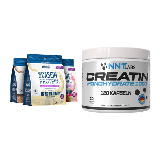 Muskelaufbau-Set: Applied Nutrition 100% Casein + NNT Creatin 1000 mg – alle enthaltenen Artikel
