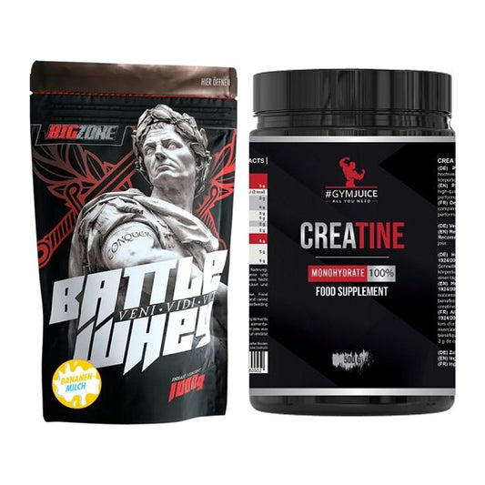 Muskelaufbau-Set: Big Zone Battle Whey + #GYMJUICE Creatine – alle enthaltenen Artikel