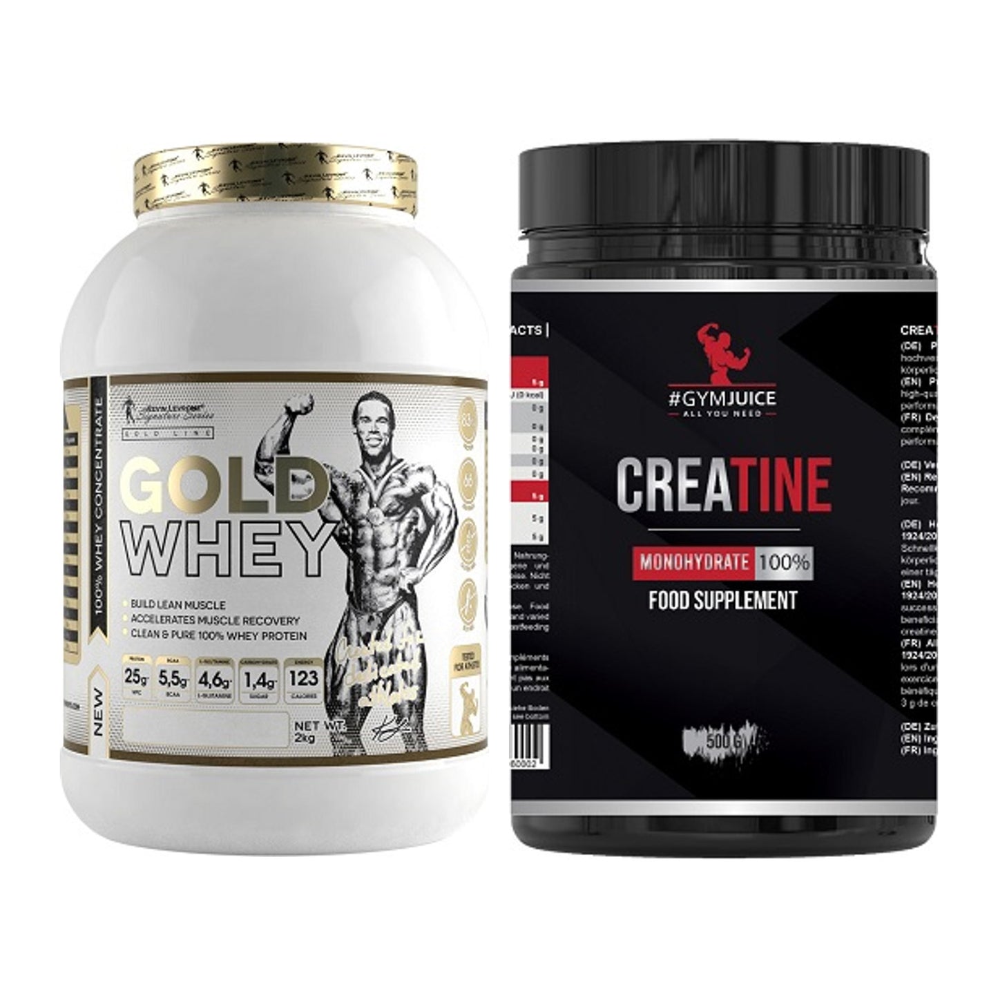 Muskelaufbau-Set: Kevin Levrone Gold Whey + #GYMJUICE Creatine – alle enthaltenen Artikel