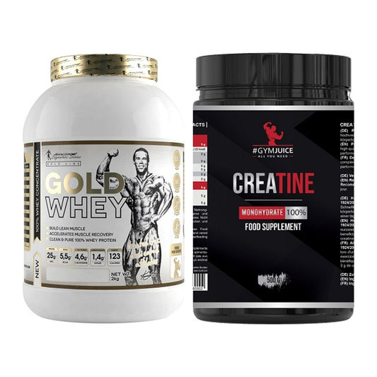 Muskelaufbau-Set: Kevin Levrone Gold Whey + #GYMJUICE Creatine – alle enthaltenen Artikel