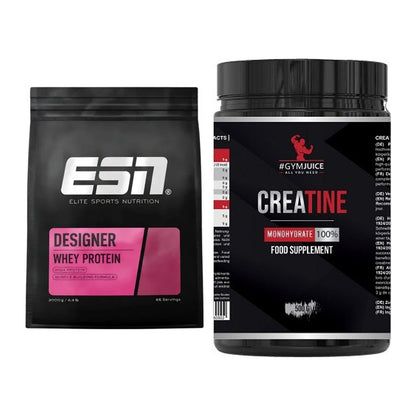 Muskelaufbau-Set: ESN Designer Whey + #GYMJUICE Creatine Monohydrate – alle enthaltenen Artikel