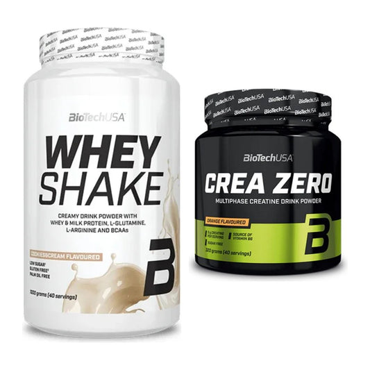 BioTech USA Muskelaufbau-Set: Whey Shake 1000g + Crea Zero 320g – alle enthaltenen Artikel