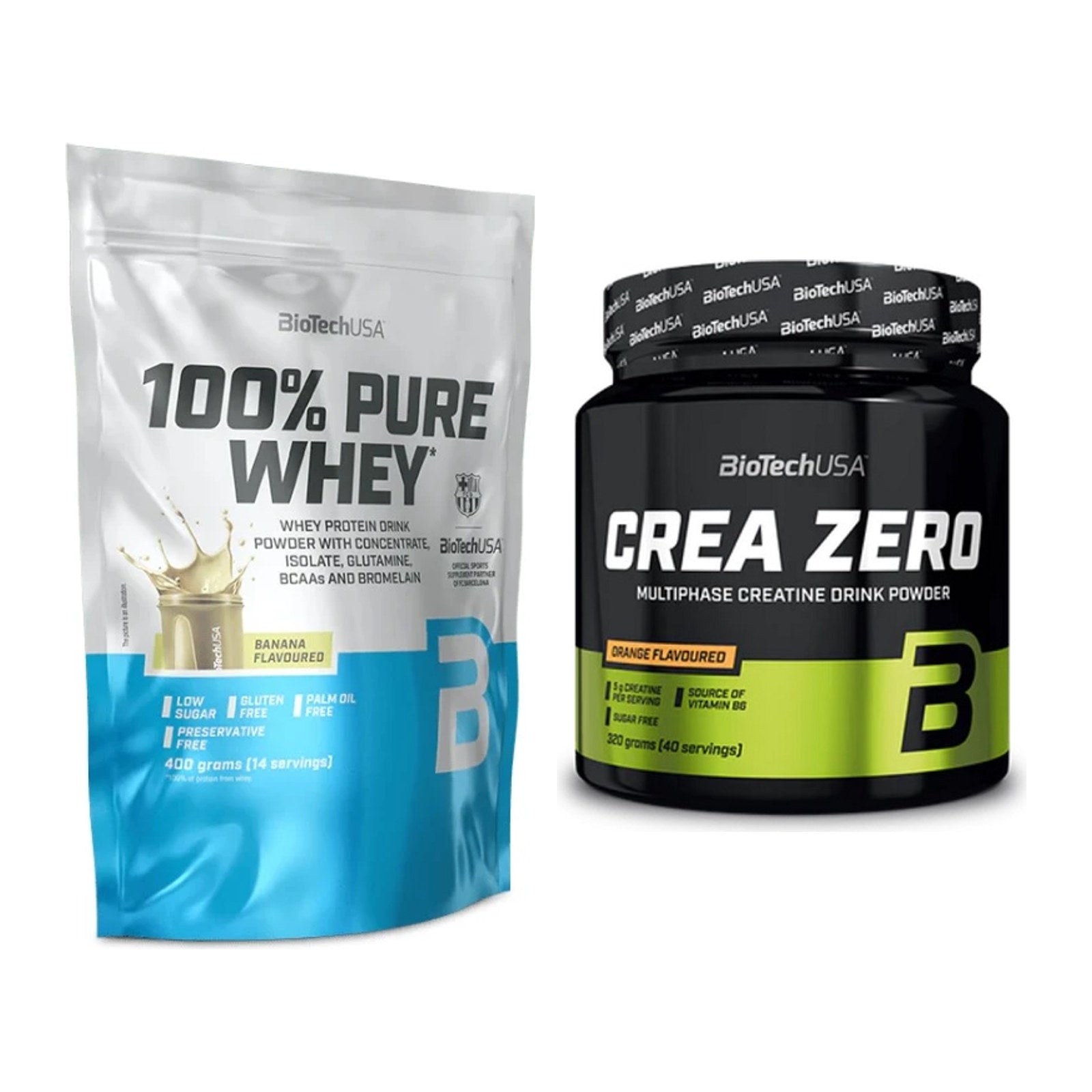Muskelaufbau-Set: BioTech 100% Pure Whey + BioTech Crea Zero – alle enthaltenen Artikel