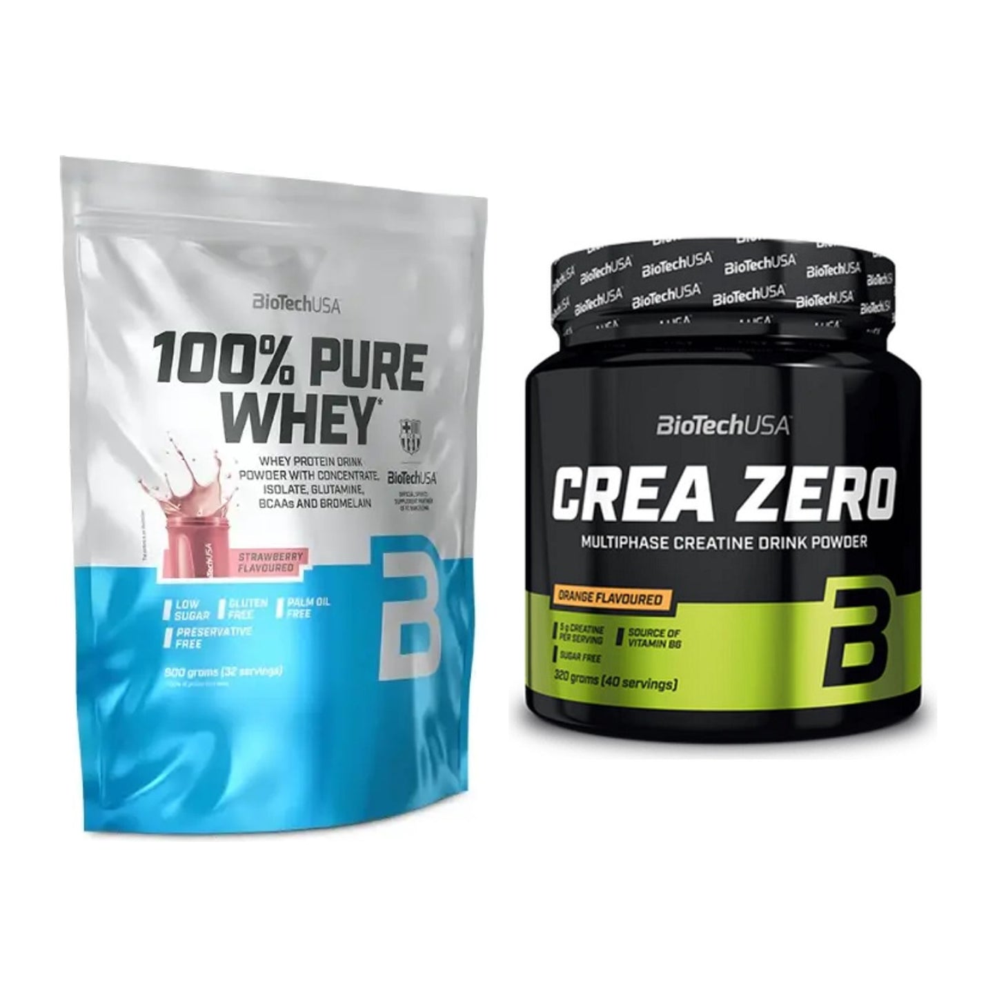Muskelaufbau-Set: BioTech 100% Pure Whey + BioTech Crea Zero – alle enthaltenen Artikel