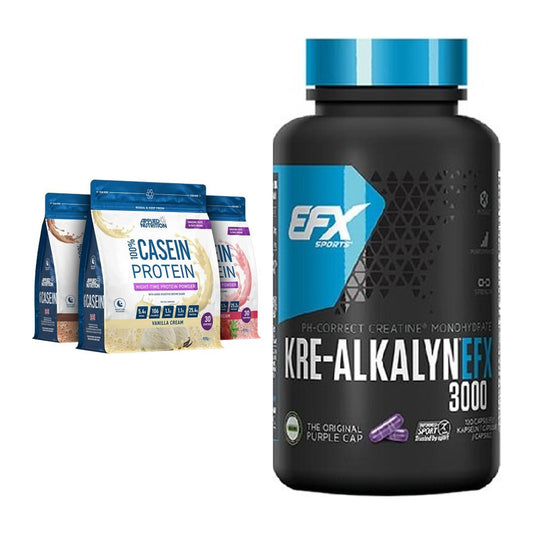 Muskelaufbau-Set: Applied Nutrition 100% Casein + EFX Kre-Alkalyn 3000 – alle enthaltenen Artikel