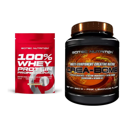Scitec Nutrition Muskelaufbau-Set: 100% Whey + Crea-Bomb 660g – alle enthaltenen Artikel