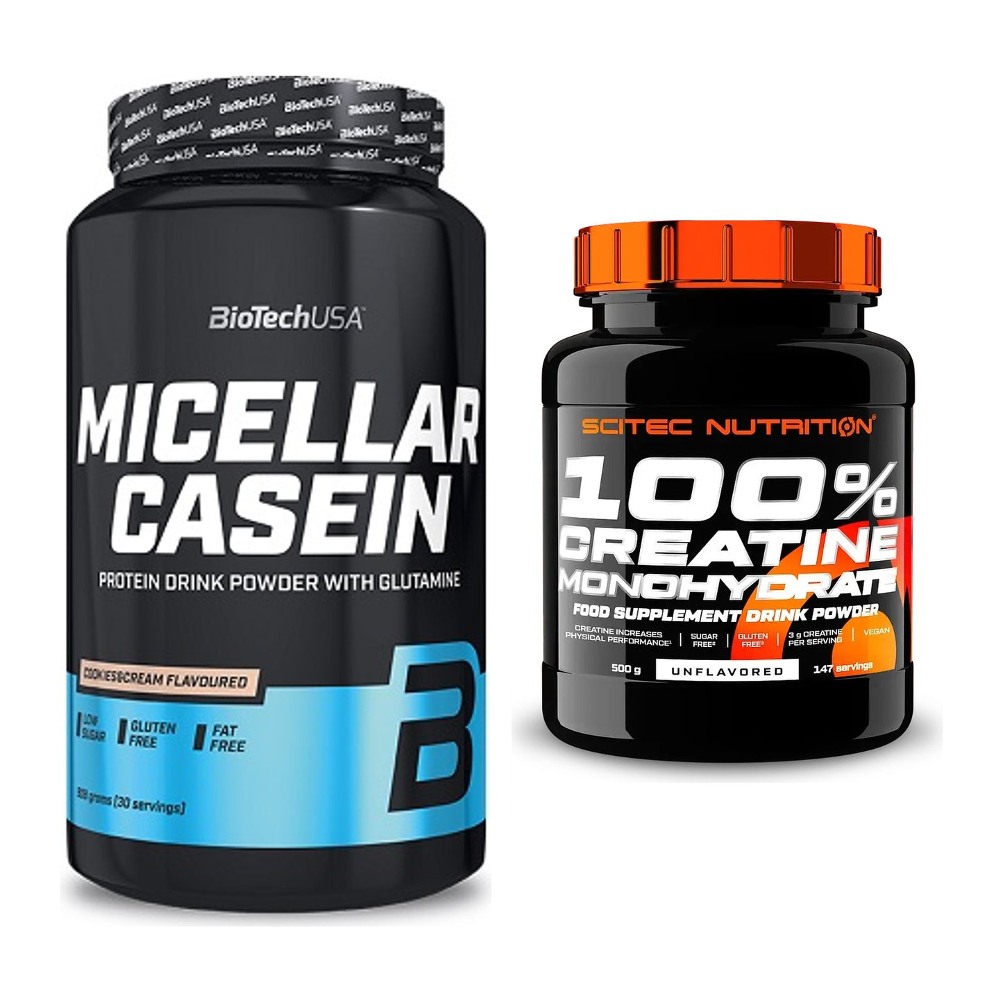 Muskelaufbau-Set: BioTech Micellar Casein + Scitec Creatine – alle enthaltenen Artikel