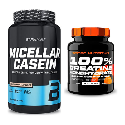 Muskelaufbau-Set: BioTech Micellar Casein + Scitec Creatine – alle enthaltenen Artikel