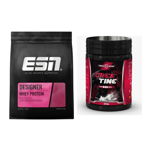Muskelaufbau-Set: ESN Designer Whey + CREASWISS Creatine 600 Mesh – alle enthaltenen Artikel