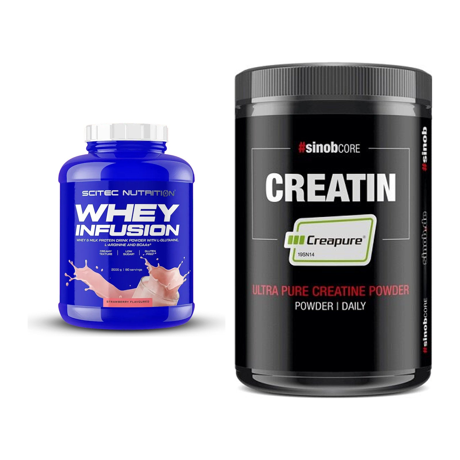 Muskelaufbau-Set: Scitec Whey Infusion 2000g + Sinob Creatin CREAPURE – alle enthaltenen Artikel