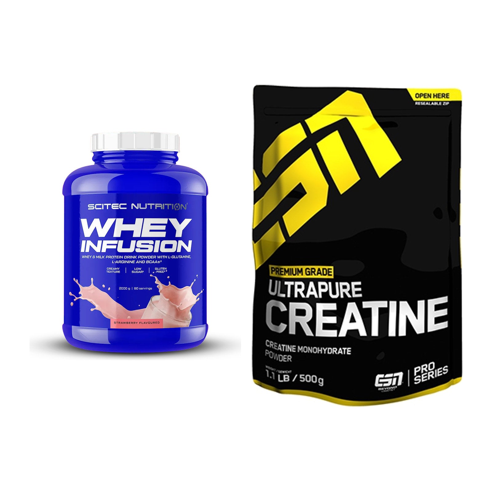 Muskelaufbau-Set: Scitec Whey Infusion + ESN Ultrapure Creatine – alle enthaltenen Artikel